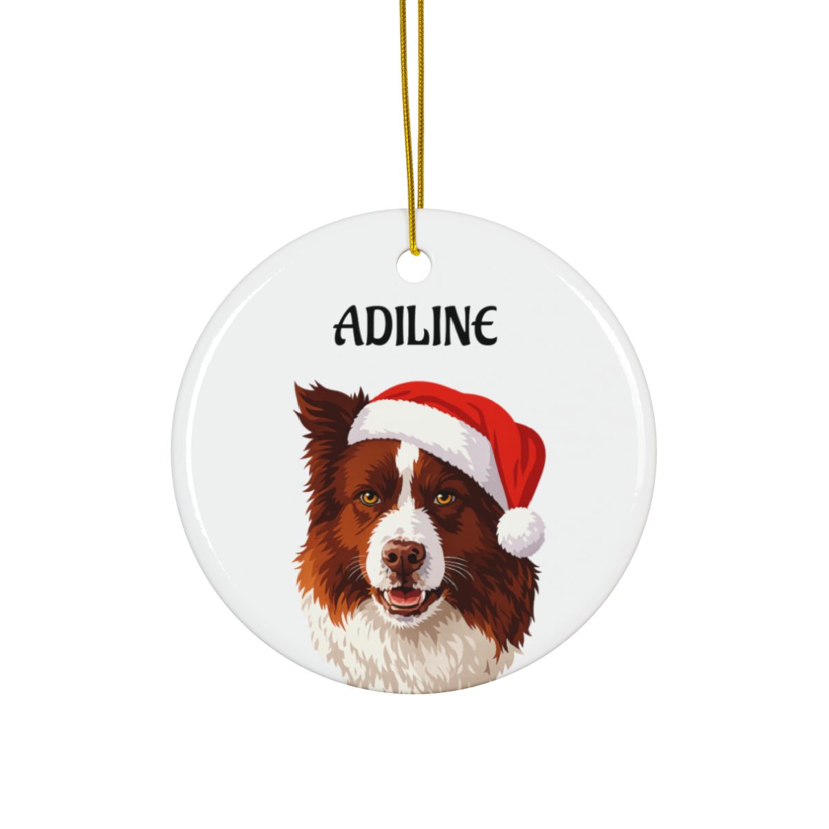 Custom Pet Portrait  Personalized  In Santa Hat Ornament