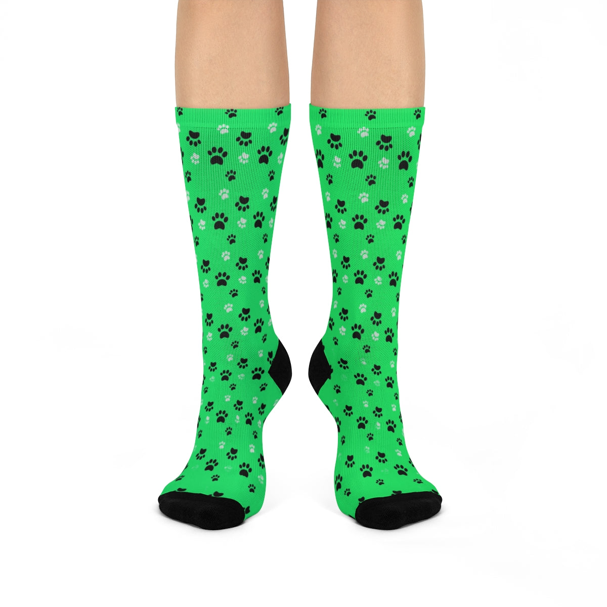 Green Paw Print Dog Socks | Dog Lover Socks for Men & Women