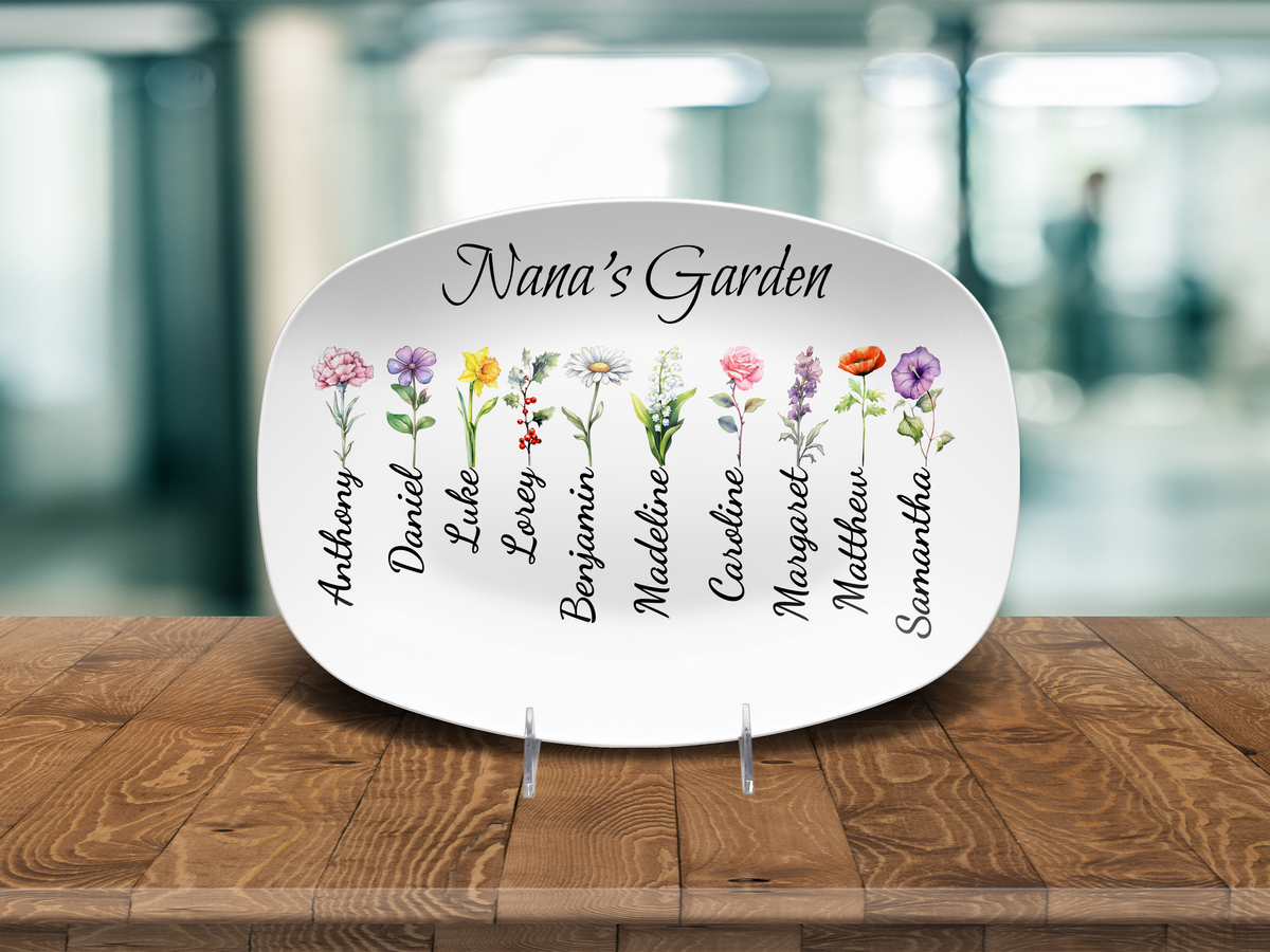 Personalized Nana’s Garden Platter – Custom Grandma Gift with Grandchildren Names
