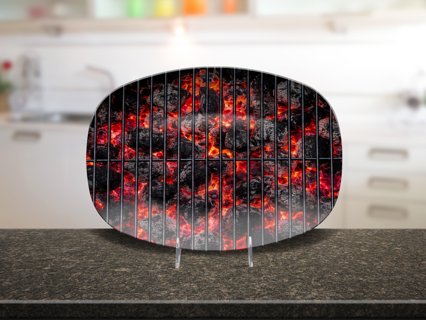 Burning Coals Decorative Platter | Rustic Fire Ember Serving Tray | BBQ & Grill Lover Kitchen Decor