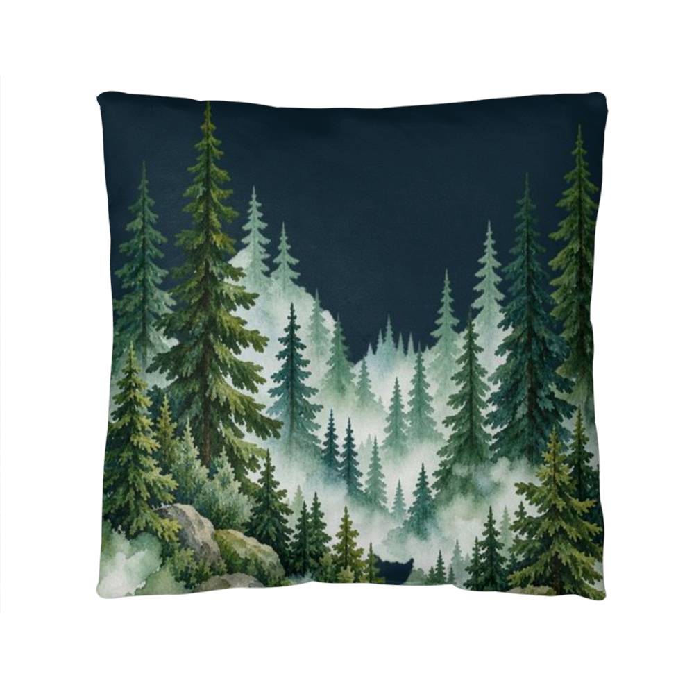 Mountain Forest Pillow – Scenic Woodland Throw Pillow