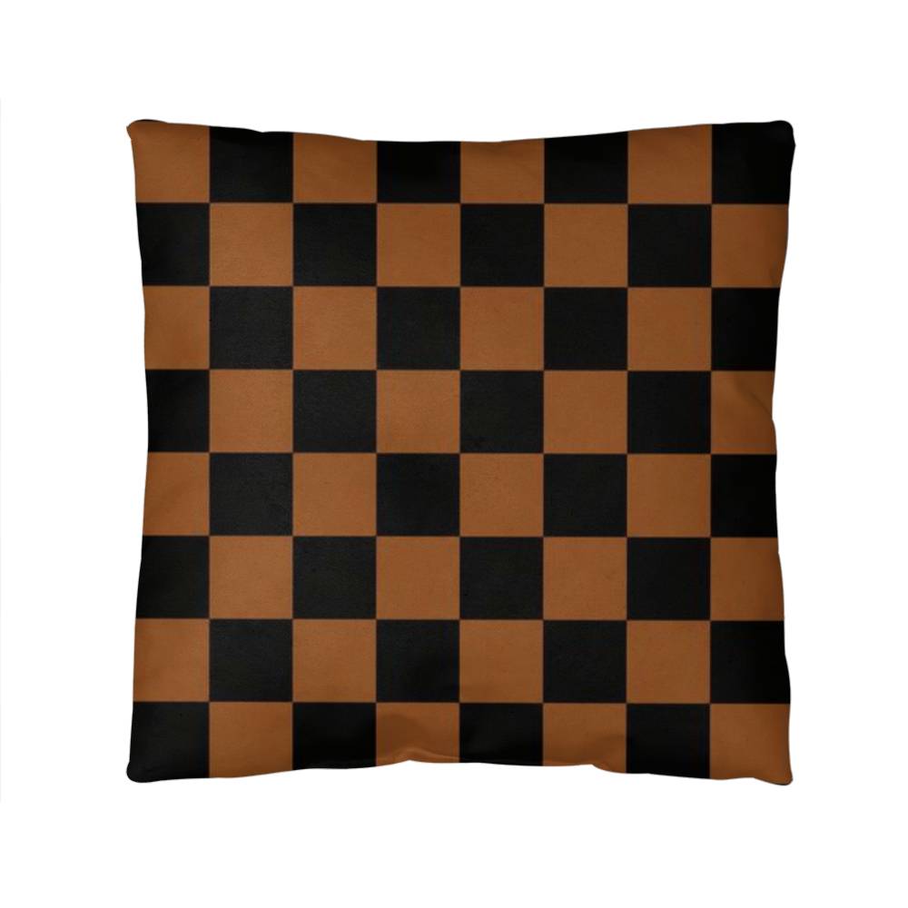 Brown & Black Checkerboard Pillow – Retro Checkered Throw Pillow, Rustic Modern & Western Room Decor