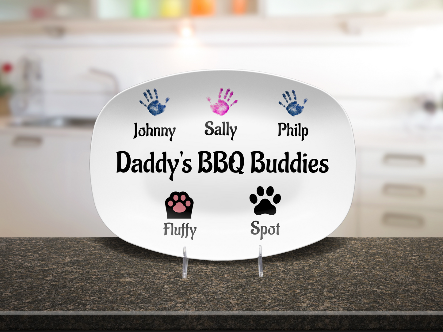 Customizable Father's Day Platter - Daddies BBQ Buddies - Personalized Gift for Dad