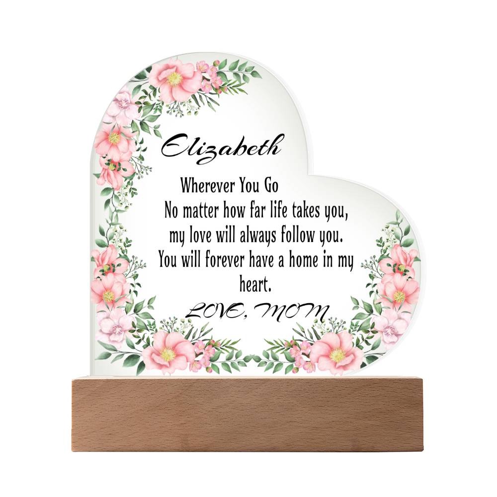 Personalized Daughter Acrylic Plaque From Mom – Mom to Daughter Keepsake Gift