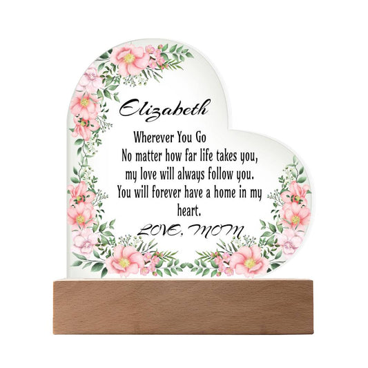 Personalized Daughter Acrylic Plaque From Mom – Mom to Daughter Keepsake Gift