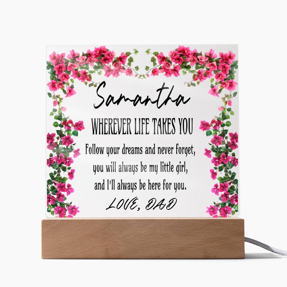 Personalized Daughter Acrylic Plaque From Dad – Dad to Daughter Keepsake Gift