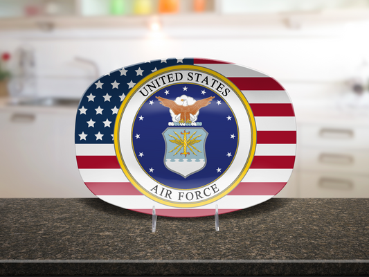 US Air Force American Flag Platter – Patriotic Military Serving Tray Gift