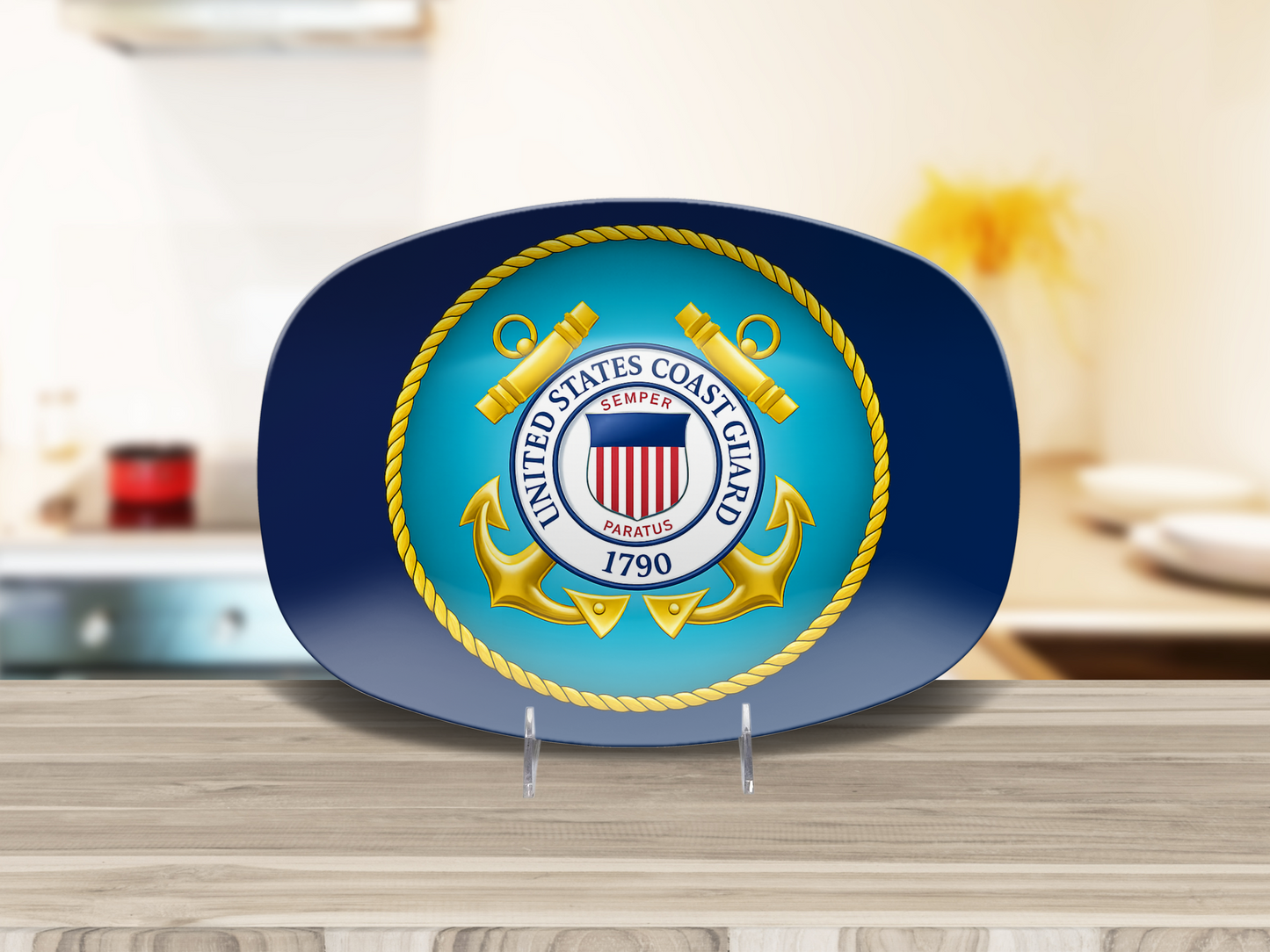 Patriotic US Coast Guard Serving Tray – Unbreakable Military Gift