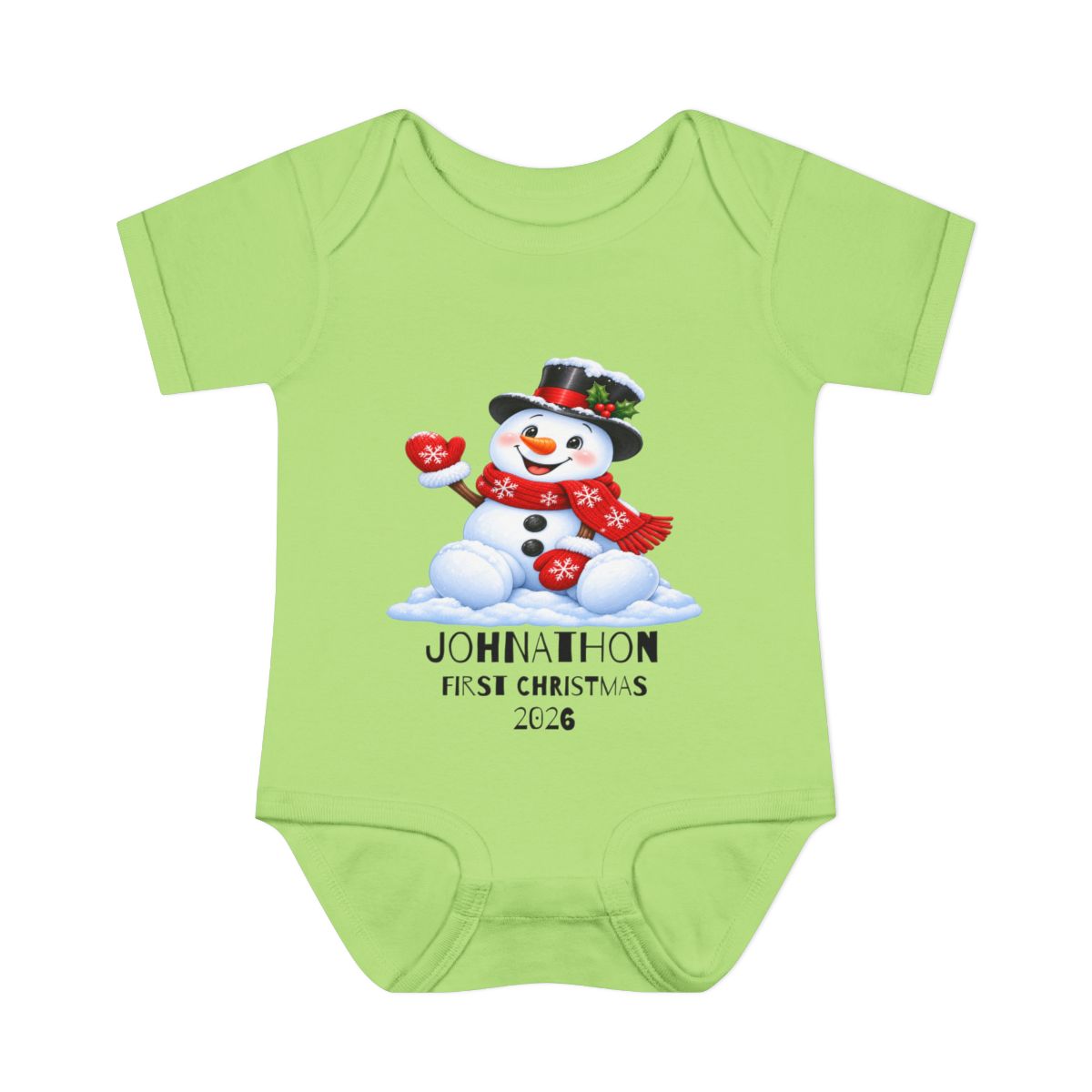 🎄Personalized Baby’s First Christmas Bodysuit – Frosty the Snowman, Custom Name & Birth Year