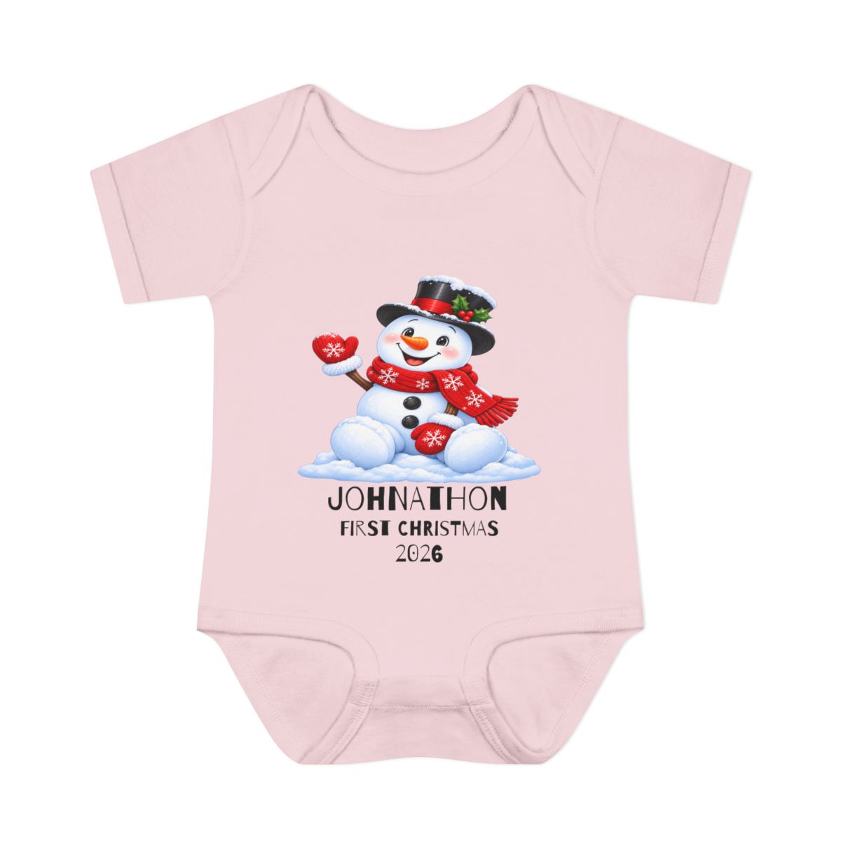 🎄Personalized Baby’s First Christmas Bodysuit – Frosty the Snowman, Custom Name & Birth Year