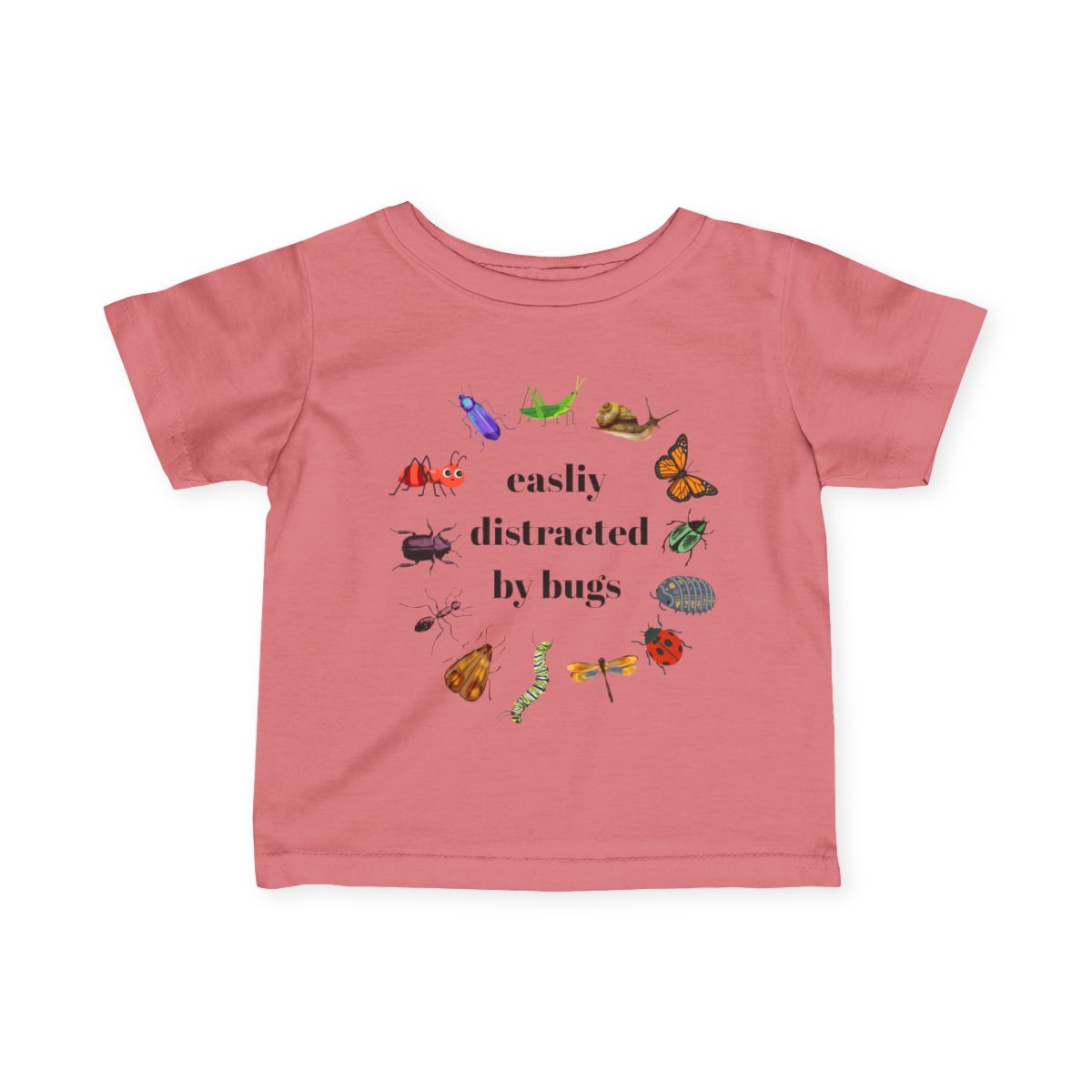 Easily Distracted by Bugs Baby & Toddler T-Shirt | Funny Insect Shirt for Kids