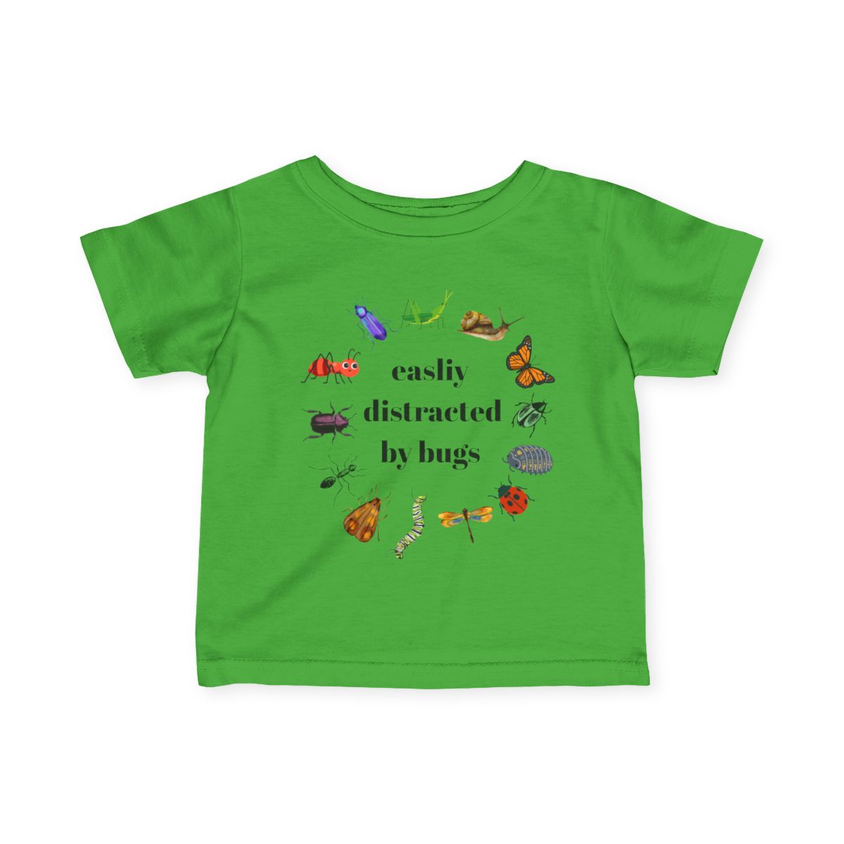 Easily Distracted by Bugs Baby & Toddler T-Shirt | Funny Insect Shirt for Kids