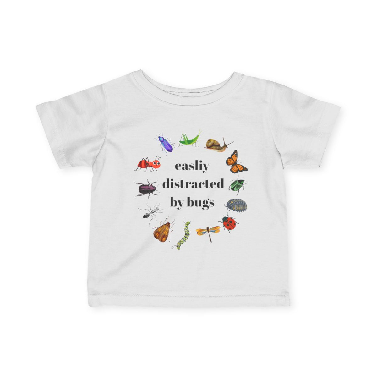 Easily Distracted by Bugs Baby & Toddler T-Shirt | Funny Insect Shirt for Kids