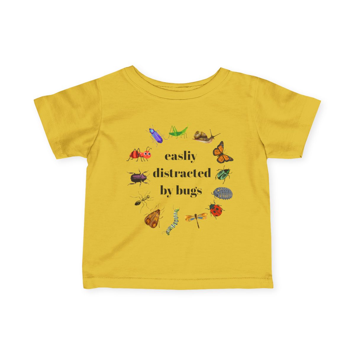 Easily Distracted by Bugs Baby & Toddler T-Shirt | Funny Insect Shirt for Kids