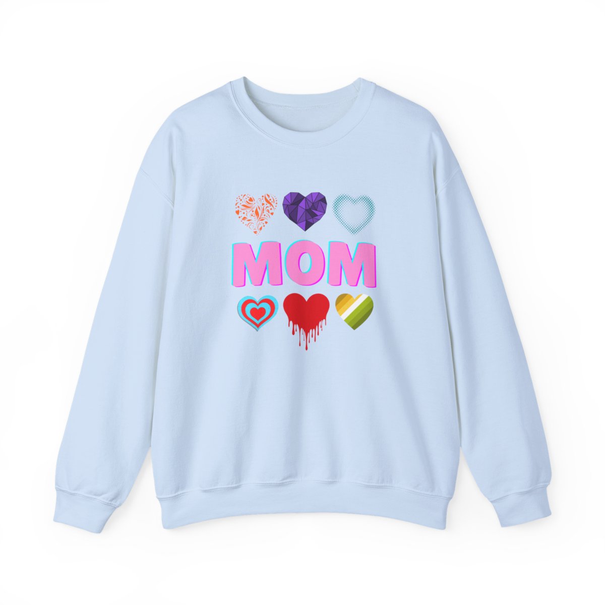 Trendy MOM Sweatshirt with Heart Graphics – Cute & Aesthetic Mother’s Day Gift