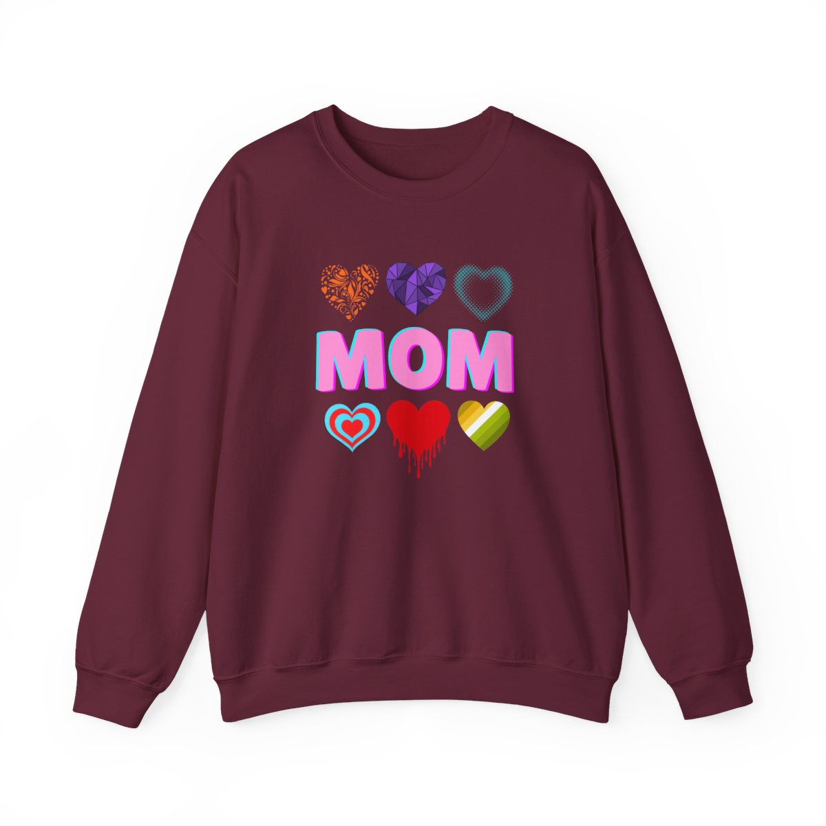 Trendy MOM Sweatshirt with Heart Graphics – Cute & Aesthetic Mother’s Day Gift