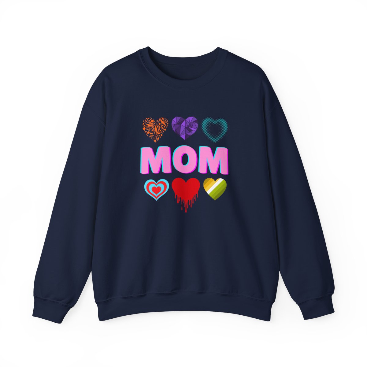 Trendy MOM Sweatshirt with Heart Graphics – Cute & Aesthetic Mother’s Day Gift