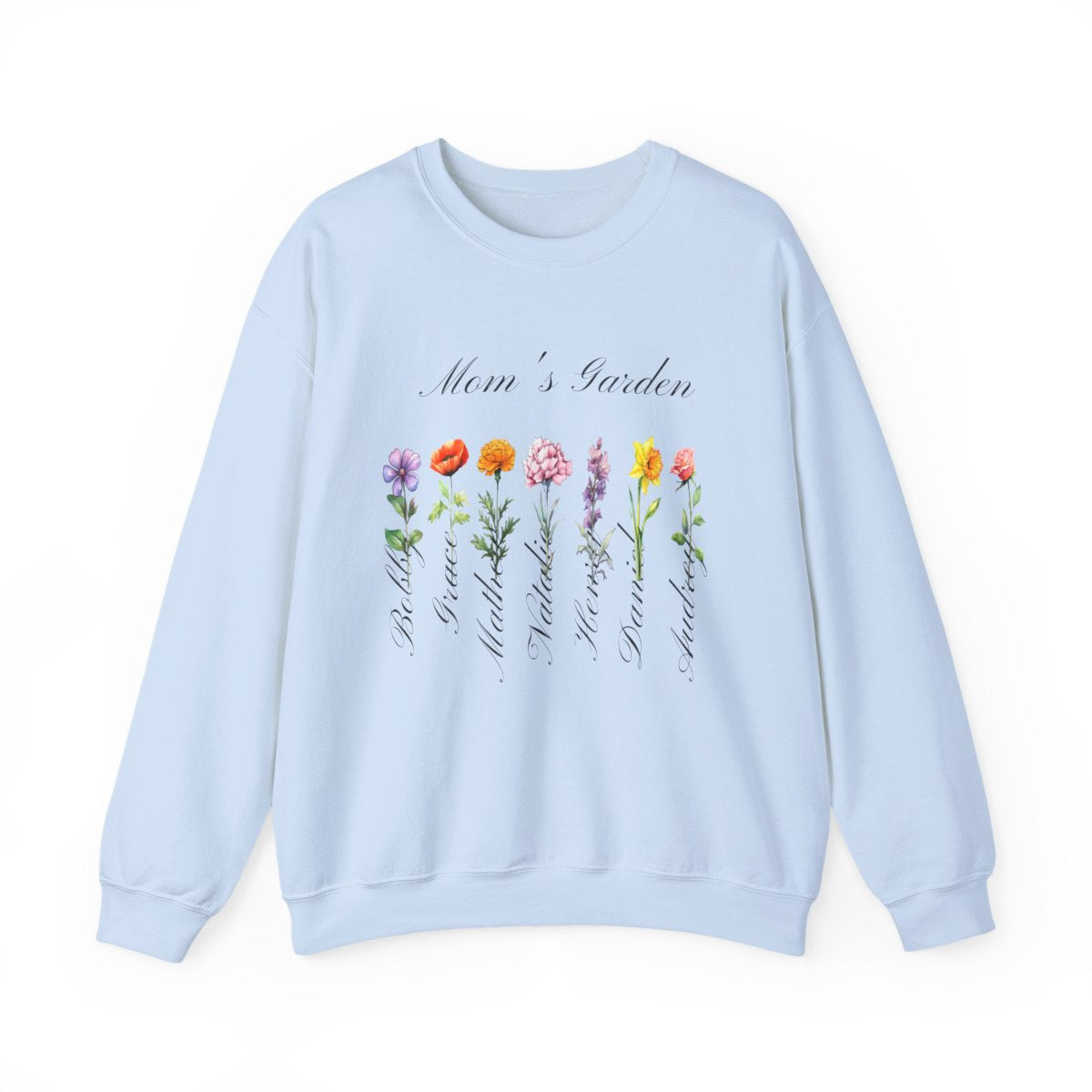 Personalized Mom’s Garden Sweatshirt – Custom Birth Flower Names Gift for Mom, Meaningful Mother’s Day Pullover