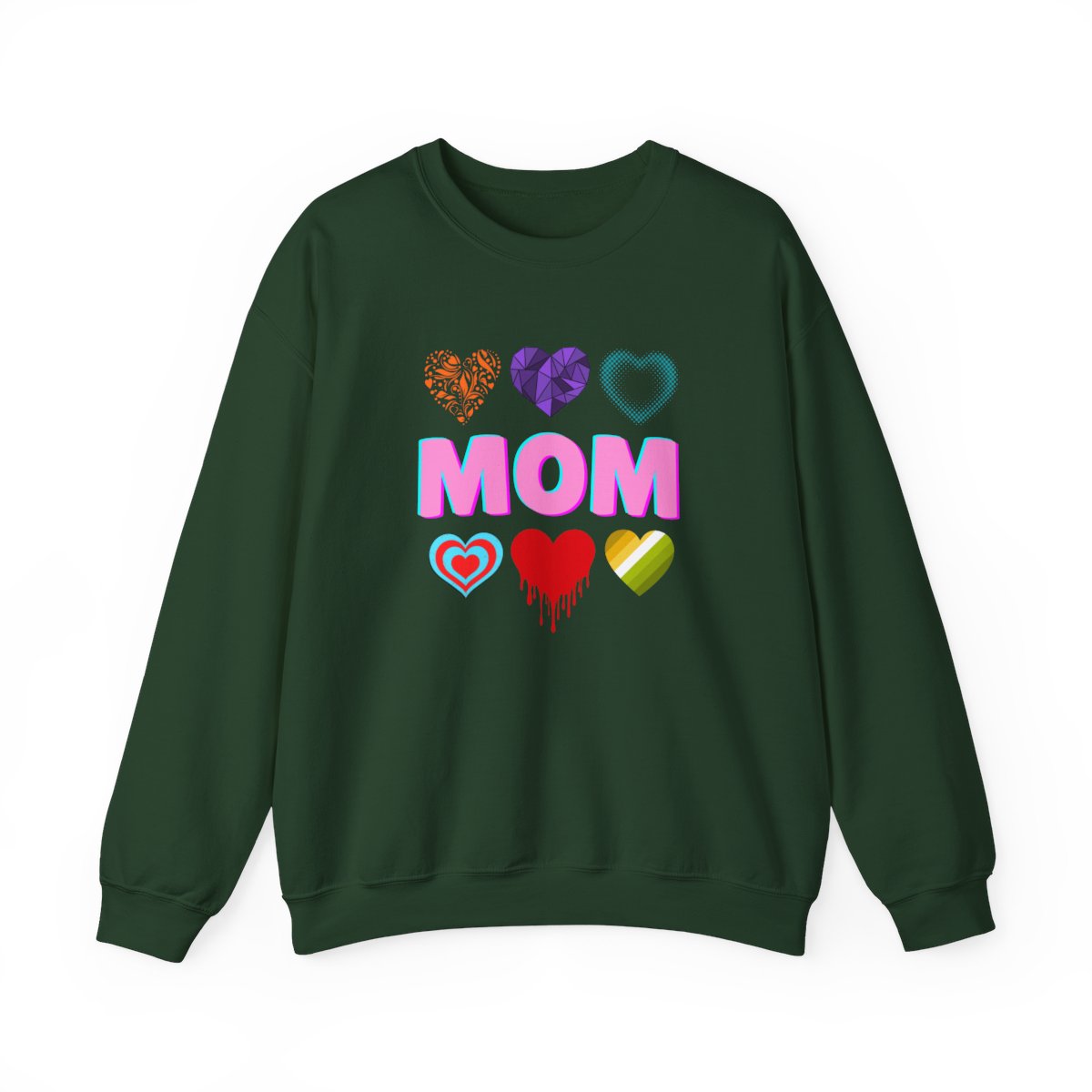 Trendy MOM Sweatshirt with Heart Graphics – Cute & Aesthetic Mother’s Day Gift