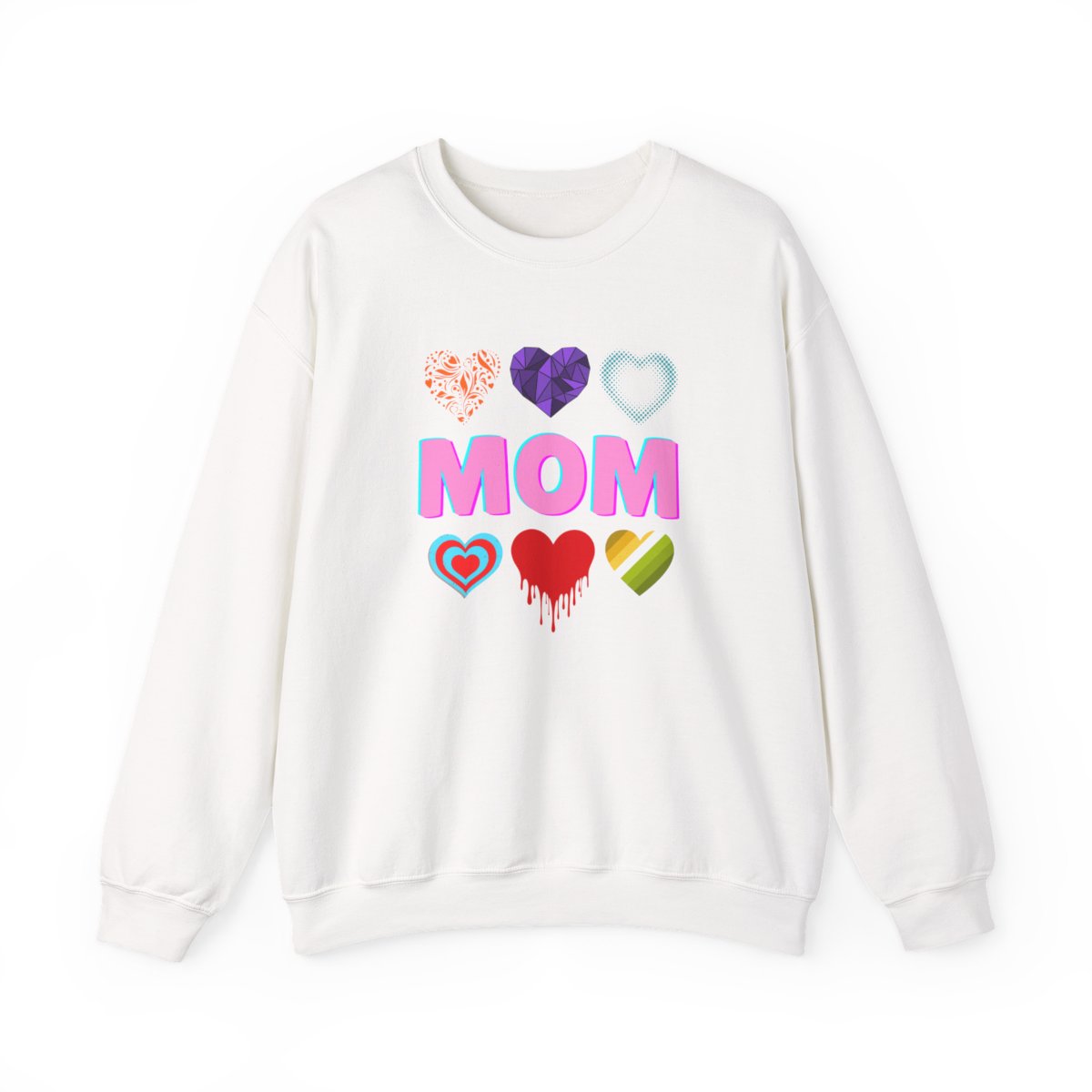 Trendy MOM Sweatshirt with Heart Graphics – Cute & Aesthetic Mother’s Day Gift
