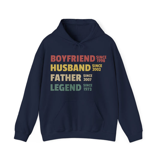 040fdh - Boyfriend Husband Father Legend - Personalized Hooded Sweatshirt