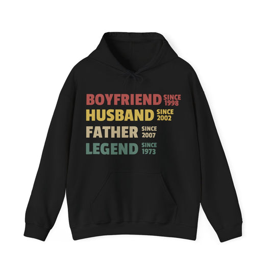 040fdh - Boyfriend Husband Father Legend - Personalized Hooded Sweatshirt