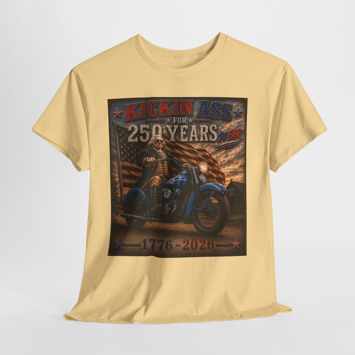 Kickin’ Ass For 250 Years - George Washington "39" Harley Davidson Knucklehead Vintage Biker T-Shirt | Perfect Gift for Dads and Patriots