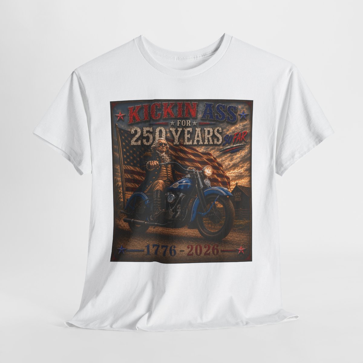 Kickin’ Ass For 250 Years - George Washington "39" Harley Davidson Knucklehead Vintage Biker T-Shirt | Perfect Gift for Dads and Patriots
